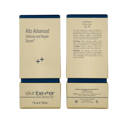 Two boxes of Alto Advanced Defense and Repair Serum by skinbetter science on a white background