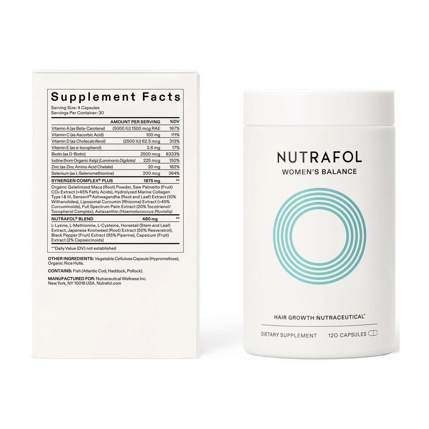 Nutrafol Women's Balance Hair Growth Nutraceutical 120 Capsulesm (30 days)